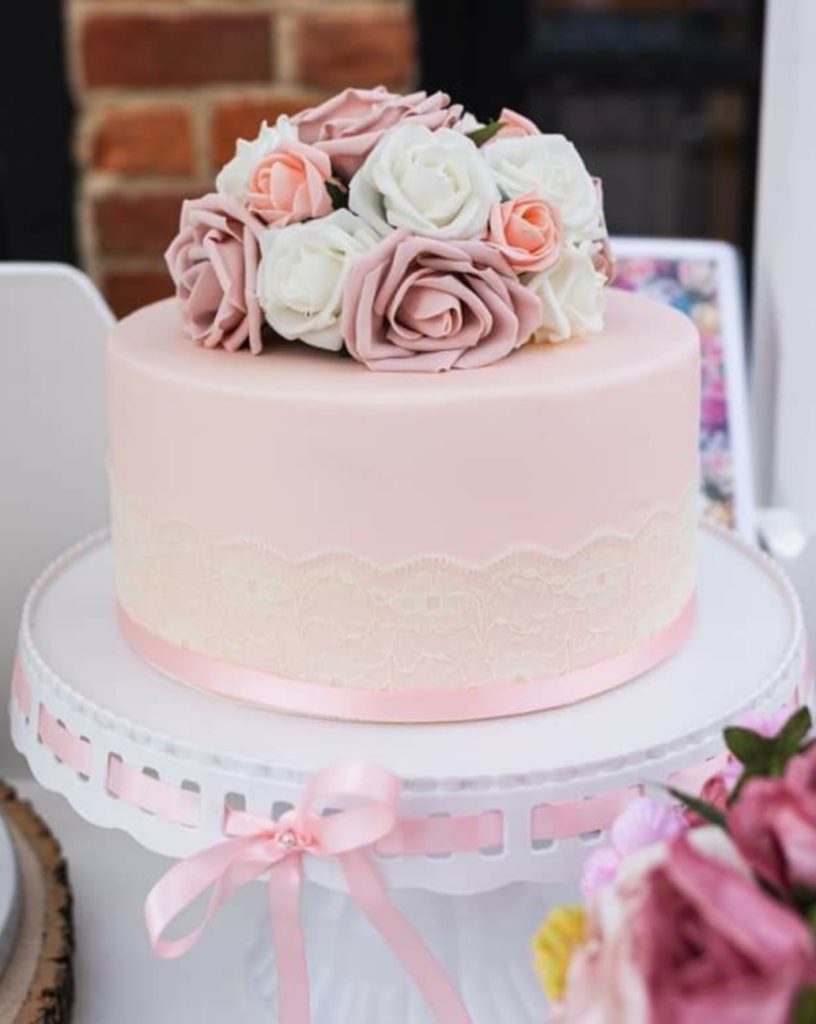 Pastel pink wedding cake 