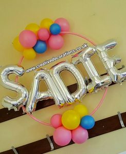Hoop with Letter Balloons 