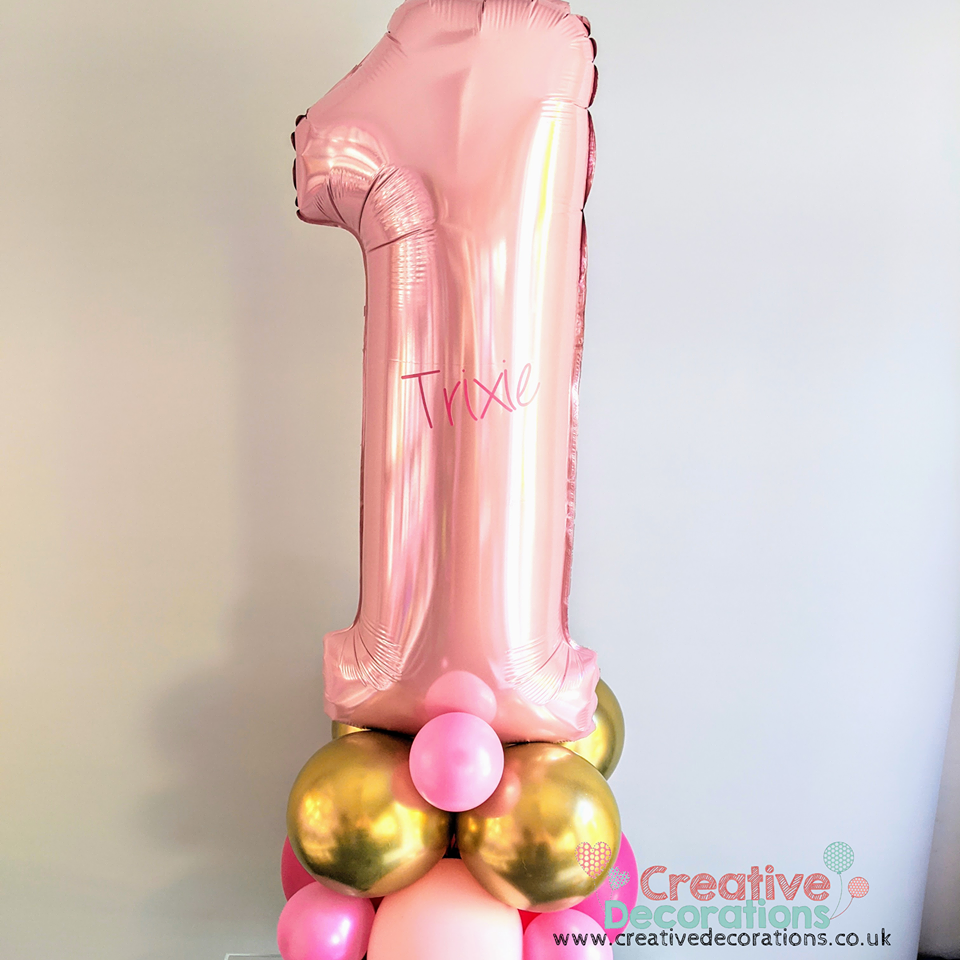 1st birthday balloons - Pastel pink 