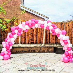 Pink & white Garden Party Balloon Arch