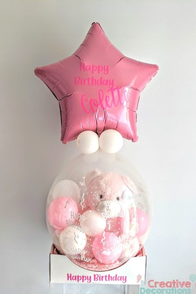 Pink Teddy in a stuffed balloon 