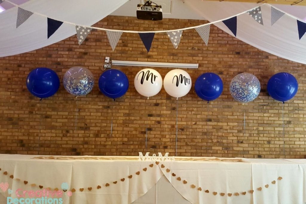 Giant blue wedding balloons