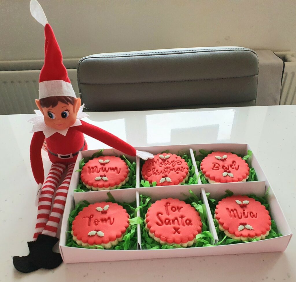 Elf with cookie box 