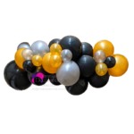 Black, Gold & silver balloon garland