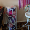 Balloon blocks for a second birthday