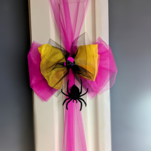 Pink, Yellow & Black Halloween Door Bow