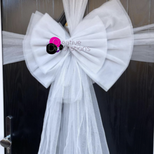 White door bow for Christmas
