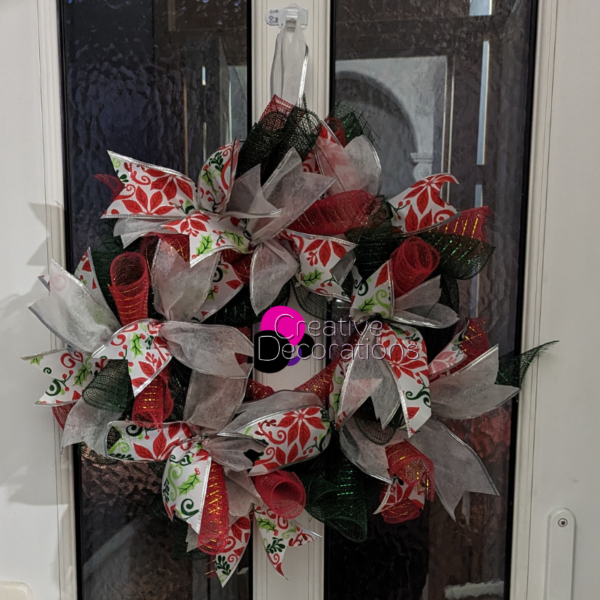 Red, Green & White Door wreath