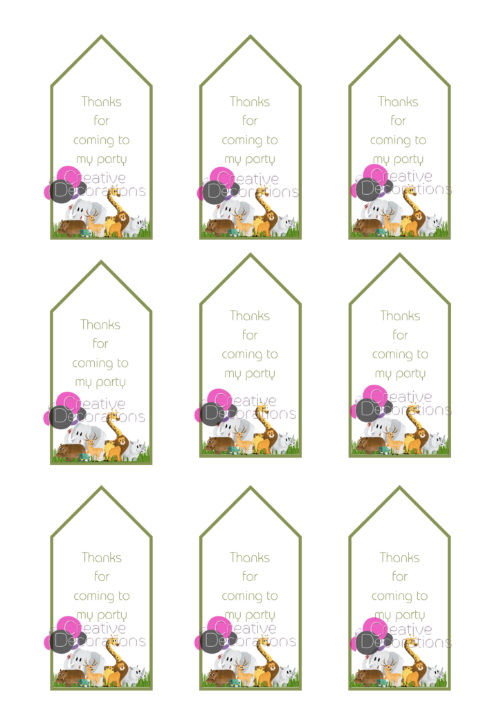 Jungle Themed Tags
