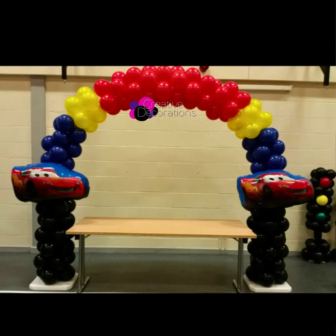 Cars themed balloon arch 