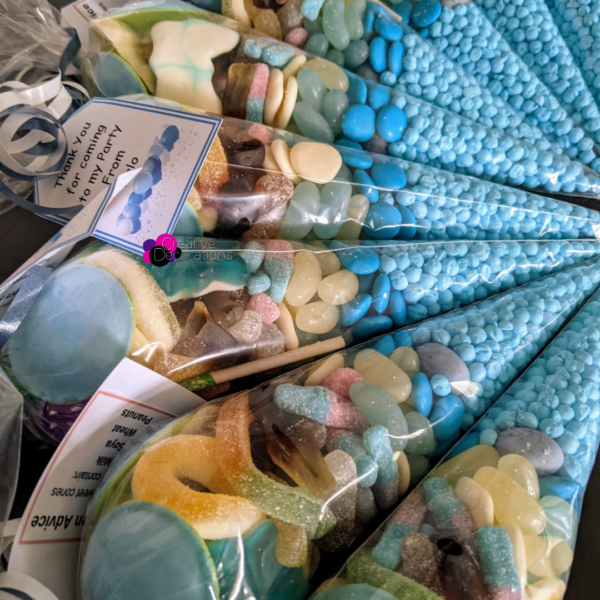 Blue Sweet Cones - Party Blue themed sweet cones